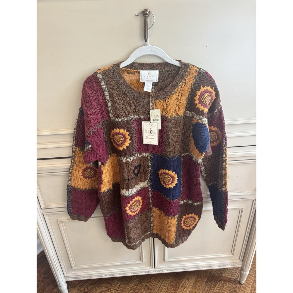 Express Tricot Vintage Handknit Sweater Fall Small Cotton Blend NWT Fairycore